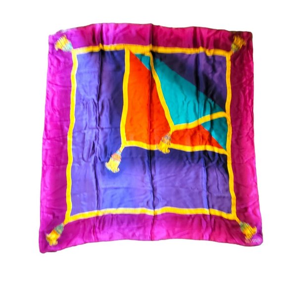 Linda Allard Ellen Tracy Silk Scarf Set of 2 Bold Colors 36" DH239 - Picture 2 of 11